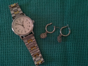 watch and earrings